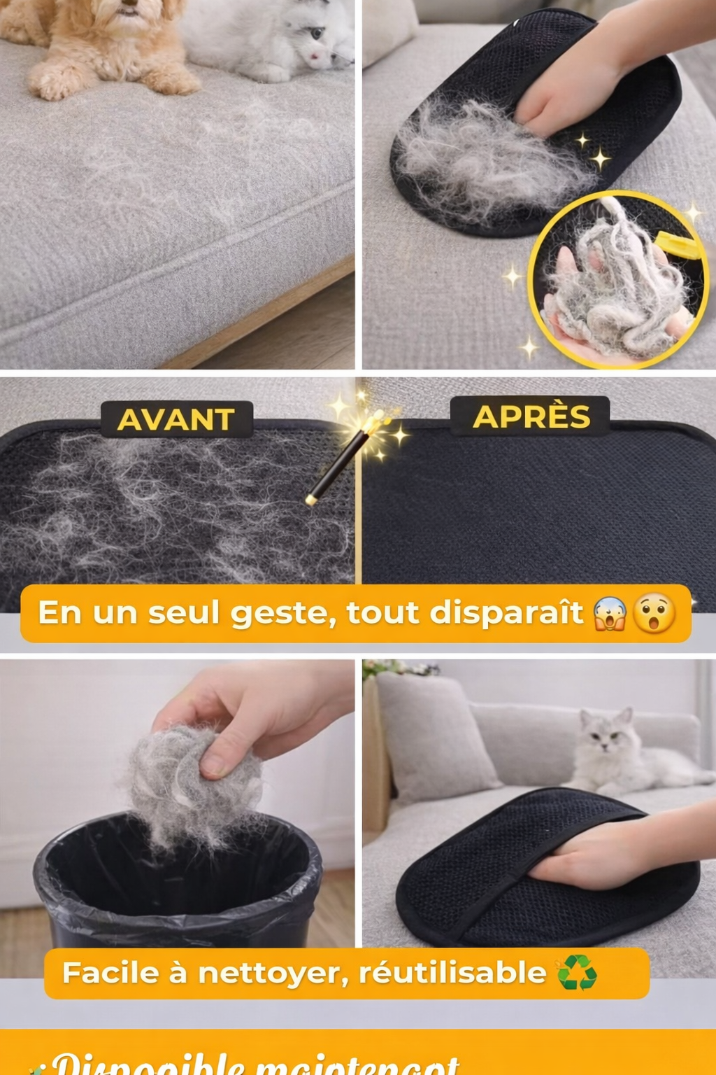 Gant Anti-Poils PoilNet™ – Éliminez les poils d’animaux en quelques secondes